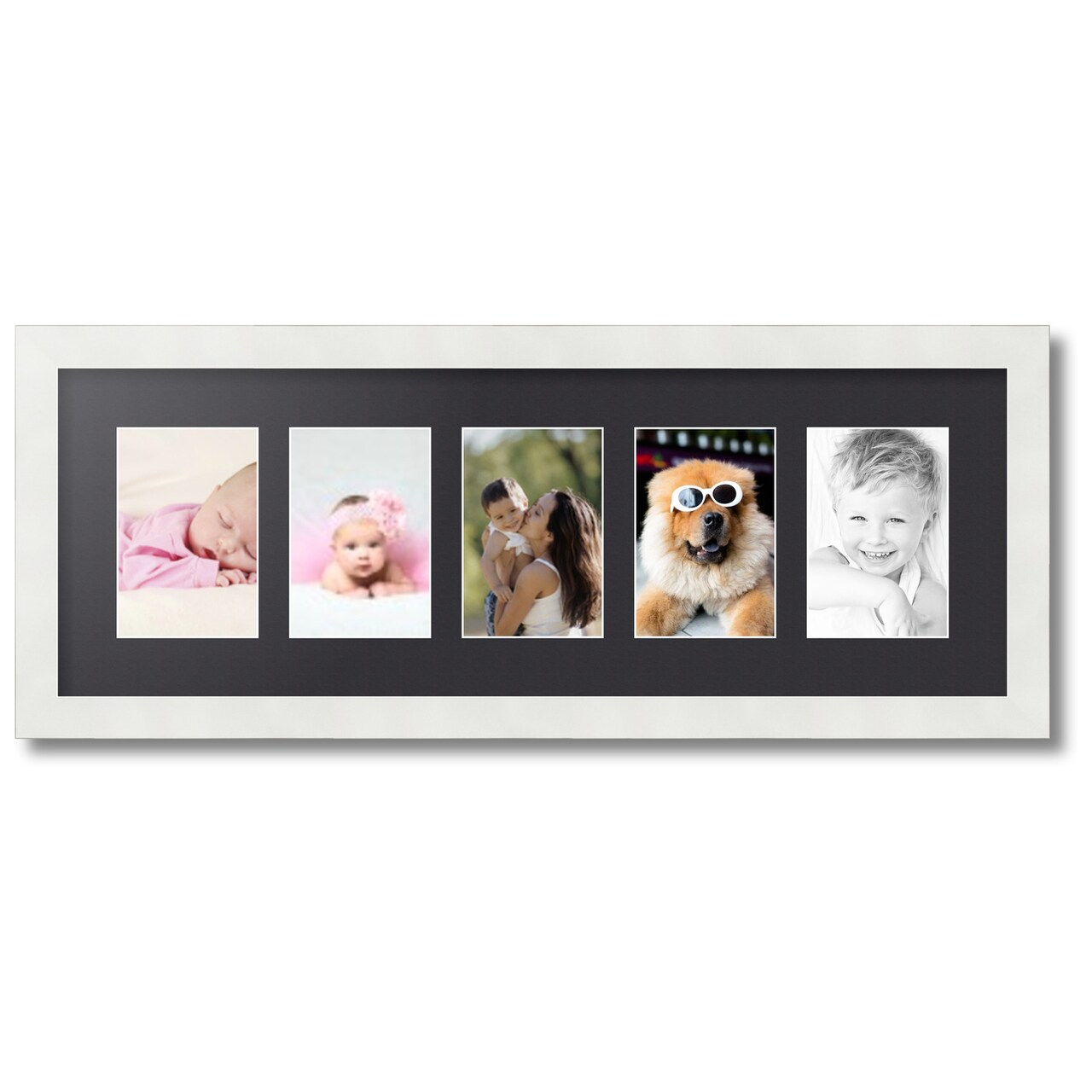 ArtToFrames Collage Photo Picture Frame with 5 - 4x6 inch Openings, Framed in White with Over 62 Mat Color Options and Plexi Glass (CSM-3966-153)